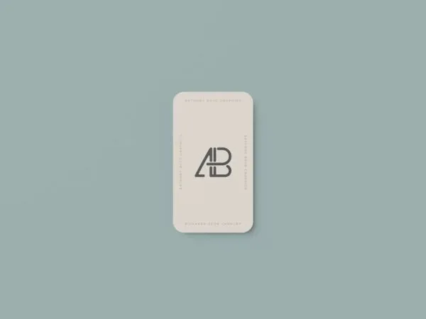 Vertical Rounded Edge Business Card Back and Front View Mockup 1