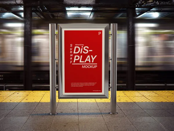 Vertical Subway Advertising Stand Display Mockup 1