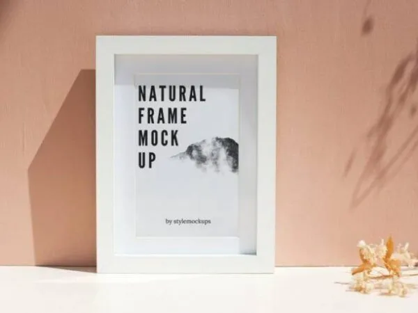 Vertical Wooden Picture Frame Mockup 1