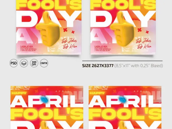 Vibrant April Fools Day Flyer Instagram Post Template 1