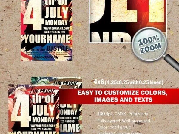 Vintage 4th of July Flyer Template 1