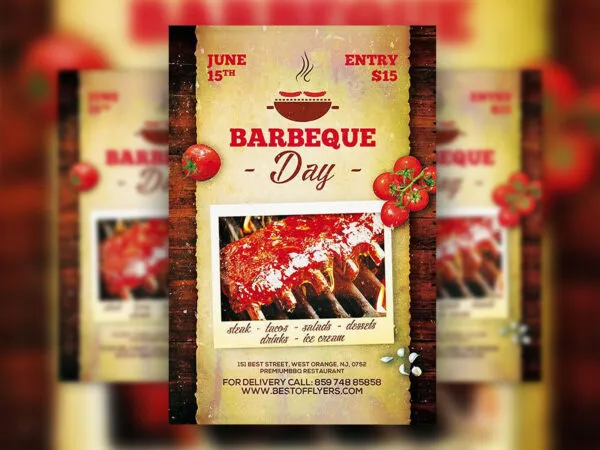 Vintage Barbecue Day Poster and Facebook Cover Templates 1