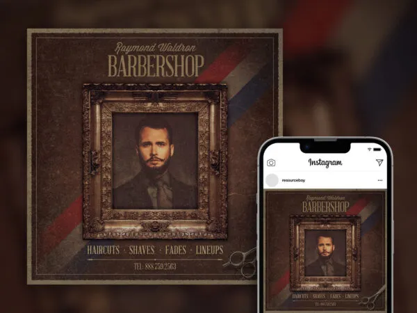 Vintage Barbershop Instagram Post Template 1