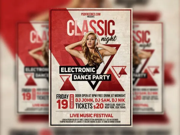 Vintage Border Dance Party Flyer Template 1