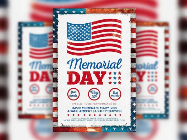 Vintage Border Memorial Day Flyer Template 1