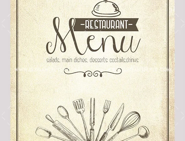 Vintage Border Restaurant Menu Flyer Template 1