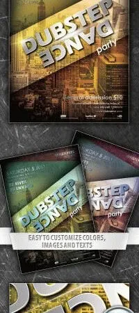 Vintage City View Dub Step Dance Party Flyer Template 1