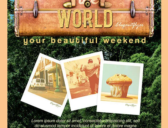 Vintage Collage Travel Agency Flyer Along with Facebook Cover Templates 1