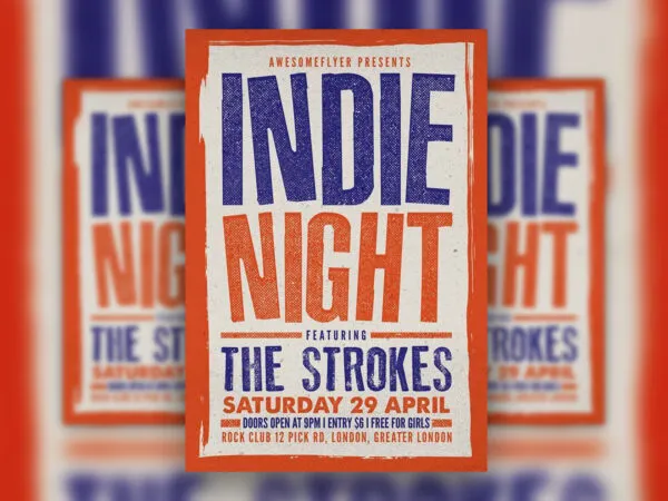 Vintage Faded Indie Music Party Flyer Template 1