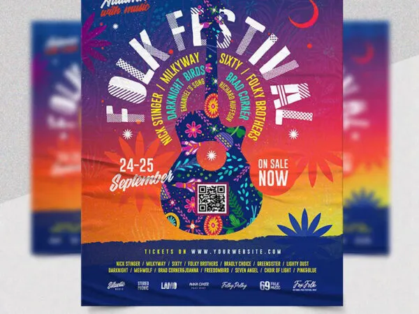 Vintage Festive Folk Fest Flyer Template 1