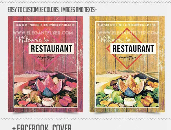 Vintage Food Restaurant and Facebook Cover Template 1