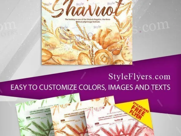 Vintage Illustrated Shavuot Flyer Template 1