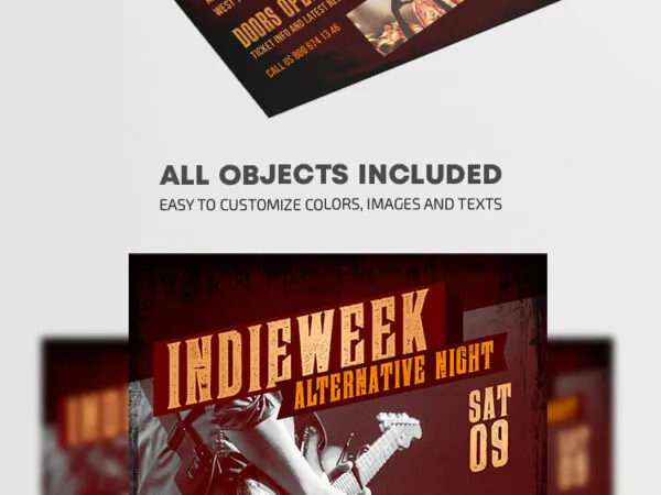 Vintage Indie Rock Party Flyer Template 1