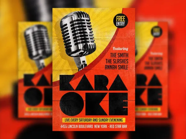 Vintage Karaoke Night Flyer Template 1