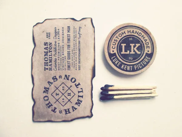 Vintage Logo Mockup Scene with Burned Paper and Matches 1