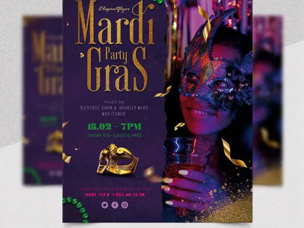 Vintage Mardi Gras Flyer Template 1