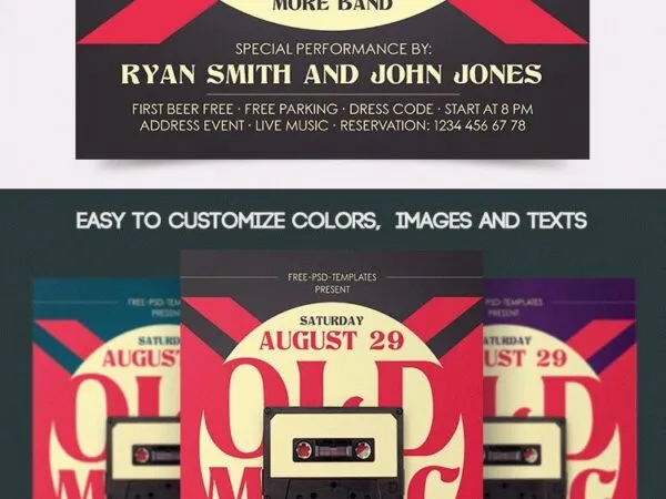 Vintage Music Flyer and Facebook Cover Templates 1