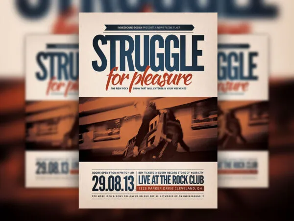 Vintage Photo Hard Rock Club Event Flyer Template 1
