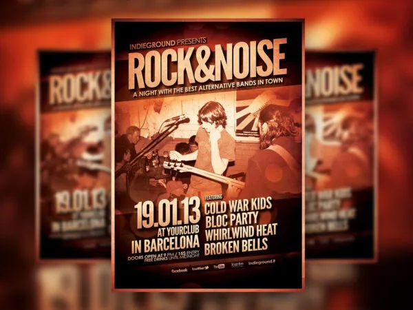 Vintage Photo Rock Event Flyer Template 1