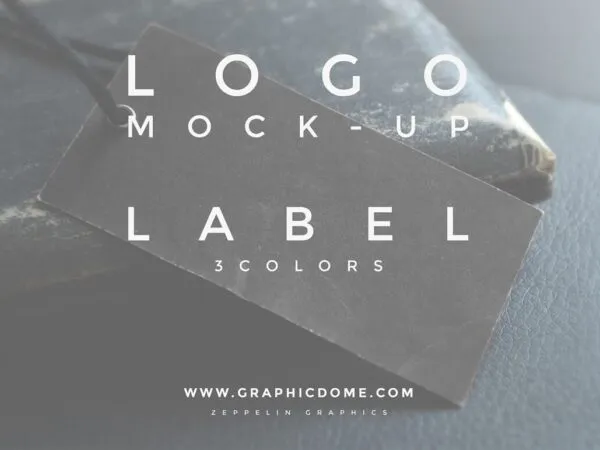Vintage Rectangle Logo Label Tag on Leather Mockup 1