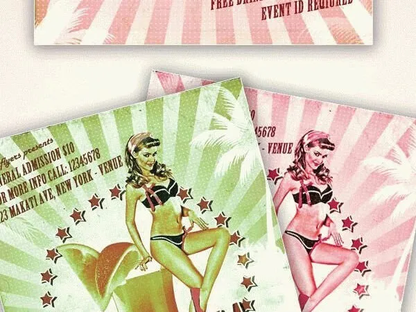 Vintage Retro Bahama Mama Venue Party Flyer Template 1