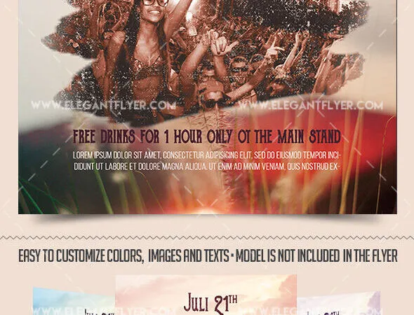 Vintage Summer Concert Flyer Template and Facebook Cover 1