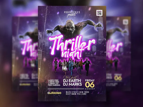 Vintage Urban Thriller Halloween Party Flyer Template 1
