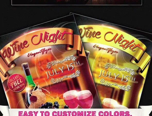 Vintage Wine Party Flyer and Facebook Cover Template 1