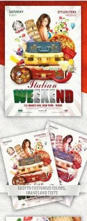 Vintage and Playful Italian Weekend Flyer Template 1
