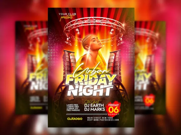 Vivid Urban Friday Club Party Flyer Template 1