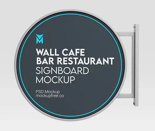 Wall Cafe Bar Restaurant Signboard Mockup 1