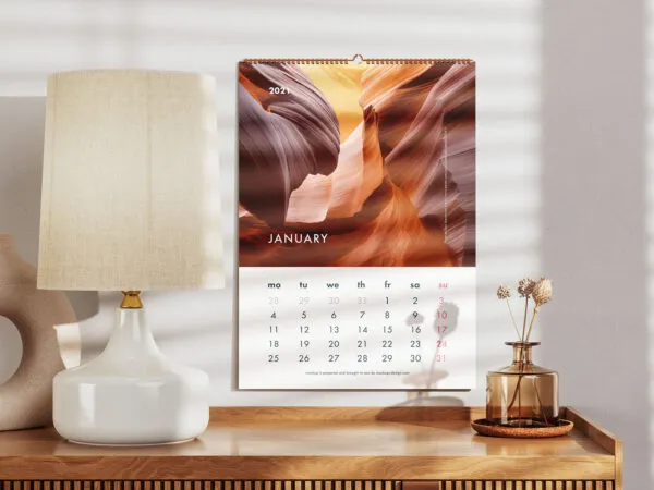 Wall Calendar Mockup in 2 Sights 1