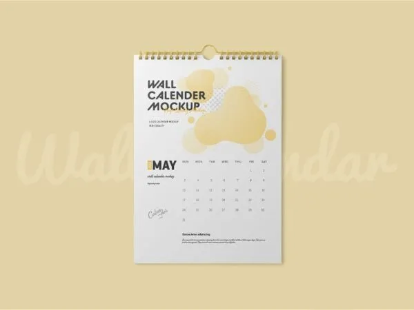 Wall Calendar Mockup in 3 Different Views 1