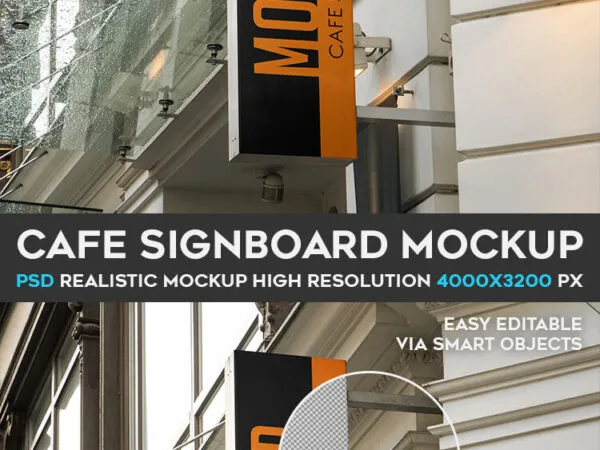 Wall Mounted Cafe Signage Mockup 1