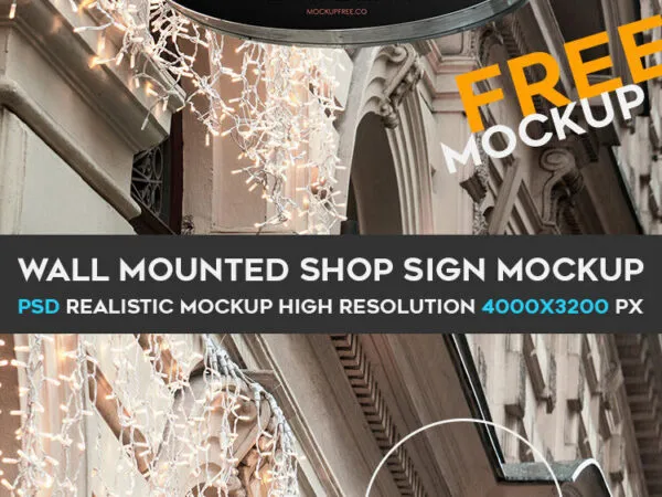 Wall Mounted Oval Shaped Shop Sign Mockup 1