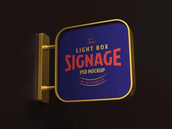 Wall Mounted Square with Rounded Corners Signage Mockup 1