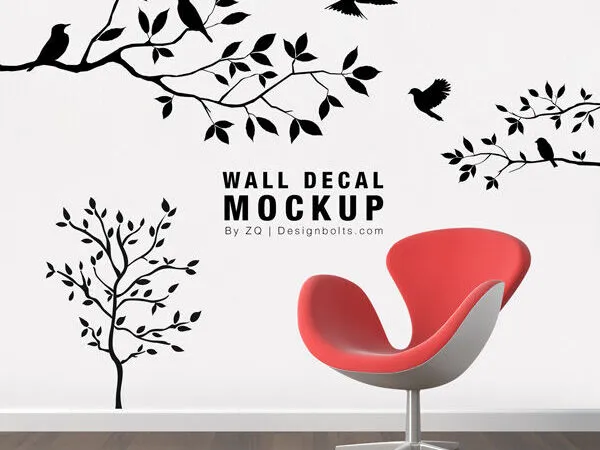 Wall Sticker Mockup with a Chair 1