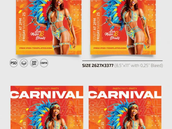Warm Carnival Party Flyer Instagram Post Template 1