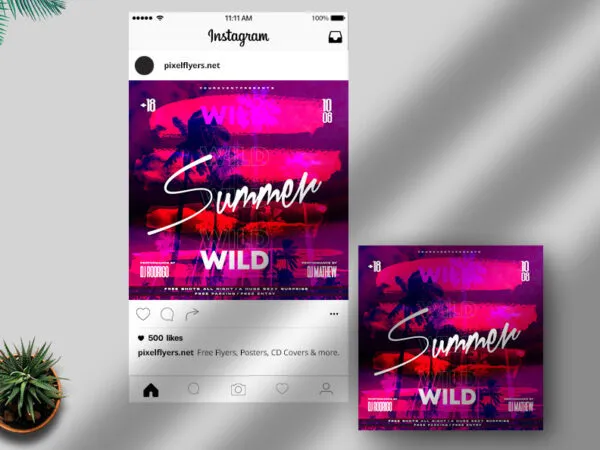 Warm Wild Summer Flyer Instagram Banner Template 1
