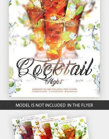 Water Splash Cocktail Night Club Party Flyer Template 1