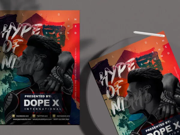 Watercolor Abstract DJ Club Event Flyer Template 1