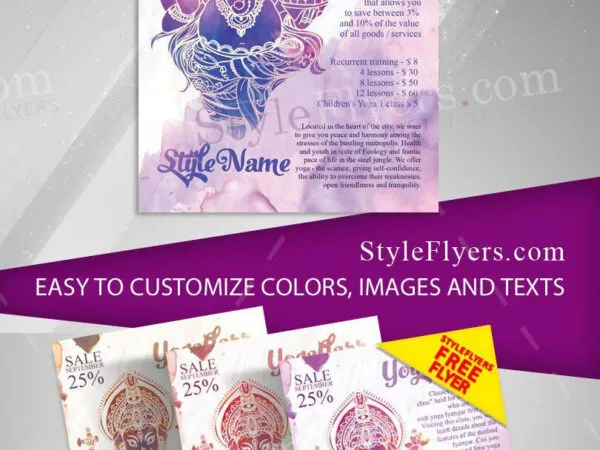 Watercolor Classic Yoga Classes Flyer Template 1