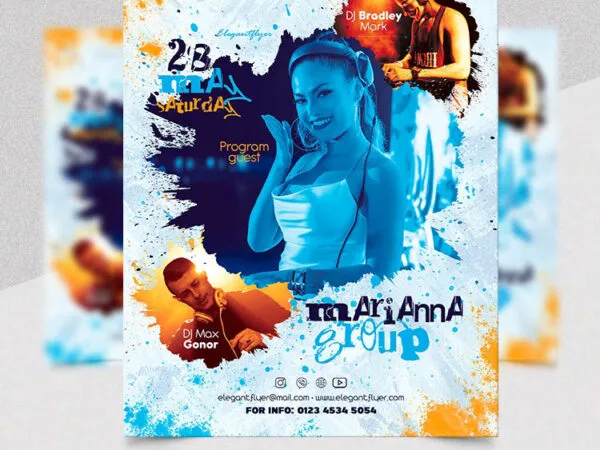 Watercolor Creative DJ Party Flyer Template 1