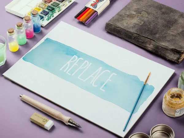 Watercolor Sketch Mockup with Painting Elements 1