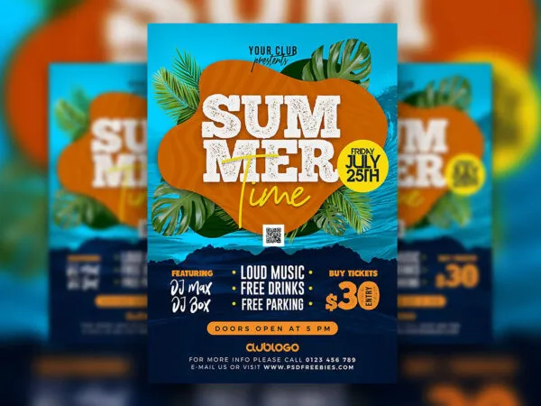Waves Tropical Summer Party Flyer Template 1