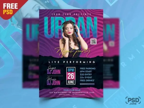 Wavy Modern Dance Night Party Flyer Template 1