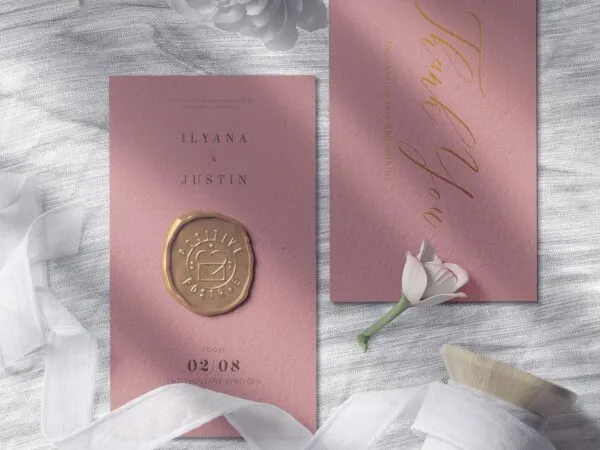 Wax Seal Invitation Card Mockup with Shadow Overlay 1
