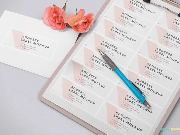 Wedding Address Label on a Sheet Mockup 1