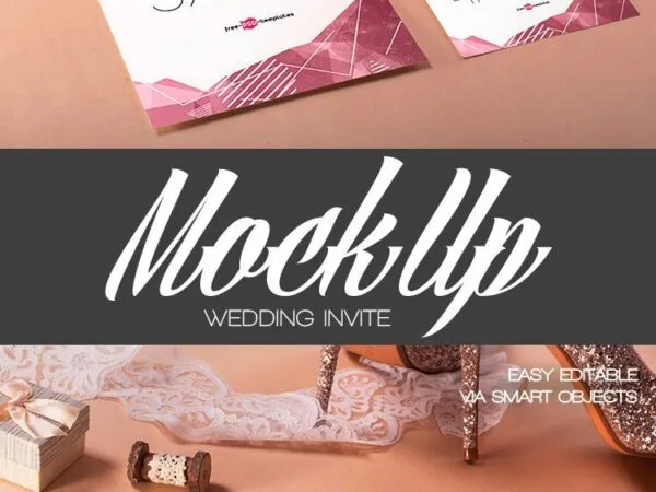 Wedding Invitation Card Mockup in Three Different Sizes 1