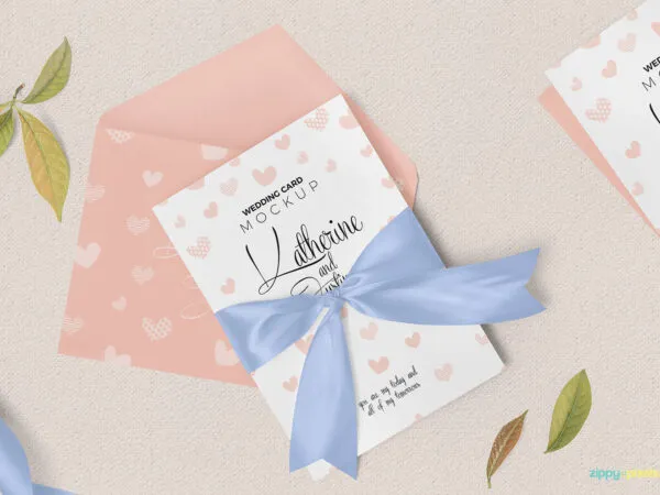 Wedding Invitation Card and Envelope Mockup 1